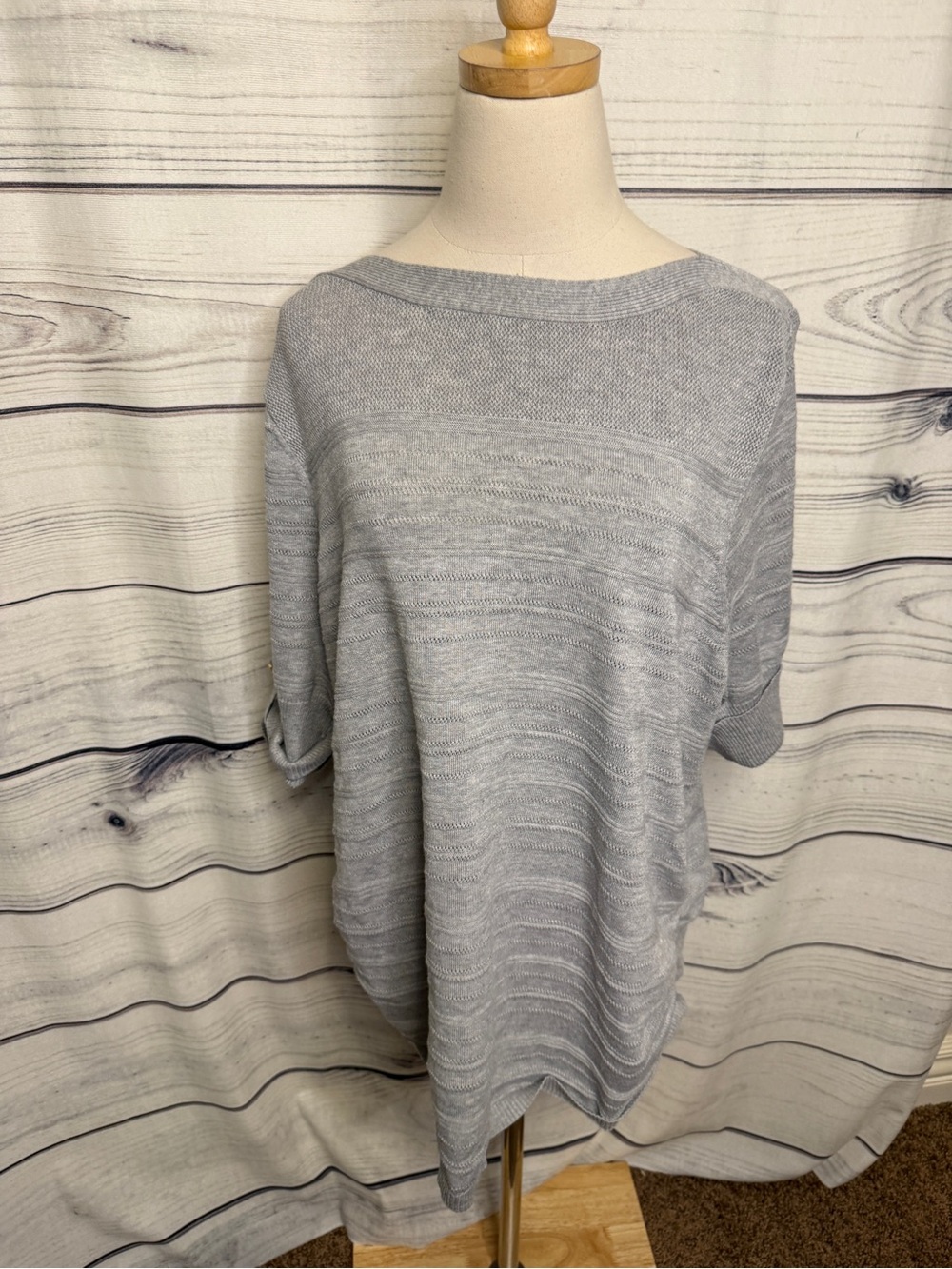 Apt. 9 Light Gray Scoop-Neck Knit Sweater